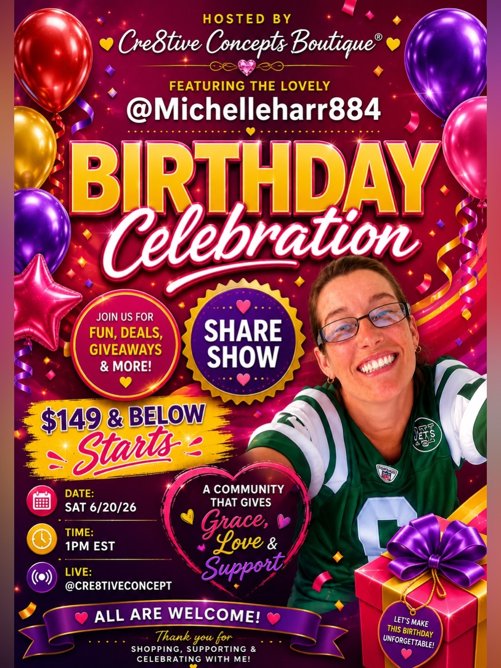 🎉Join @Michelleharr884 Birthday Celebration Share Show